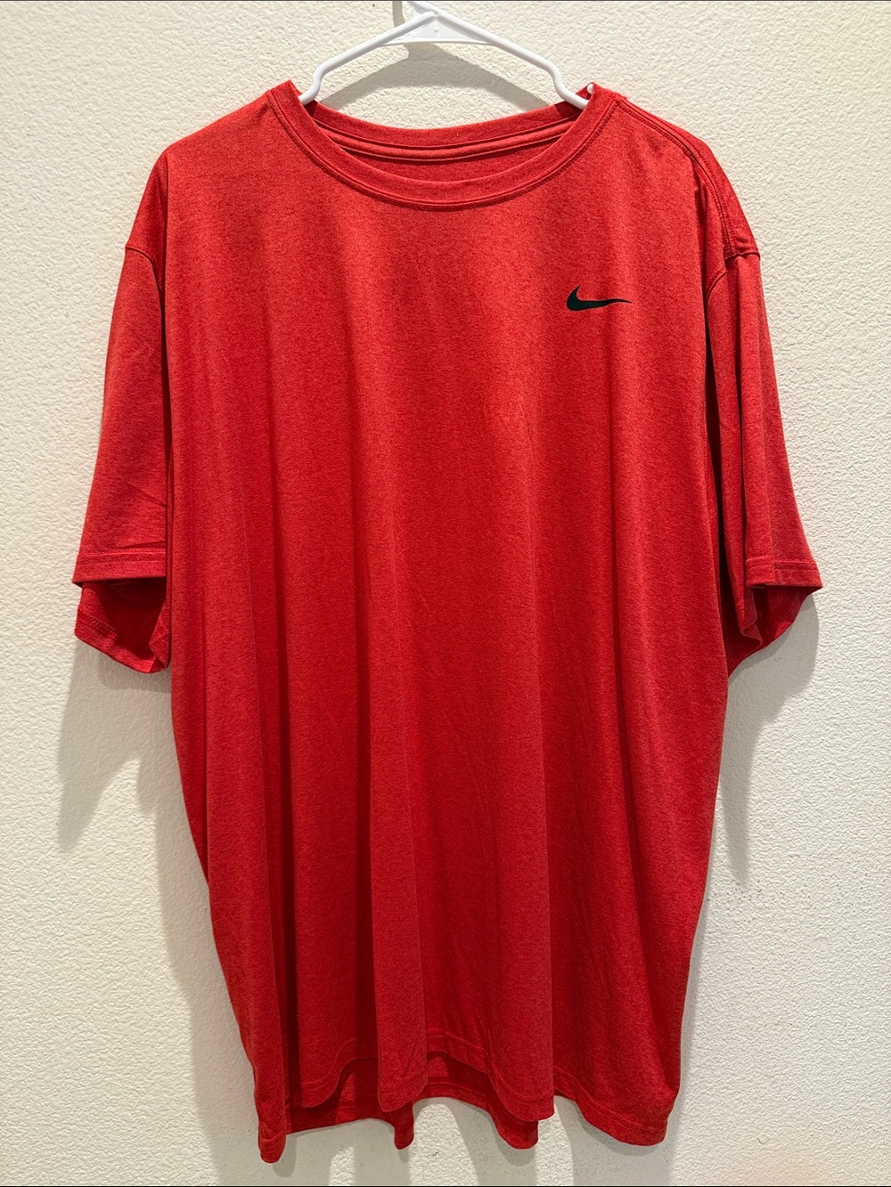 Nike Red Short-Sleeve Athletic Tee with Black Swoosh